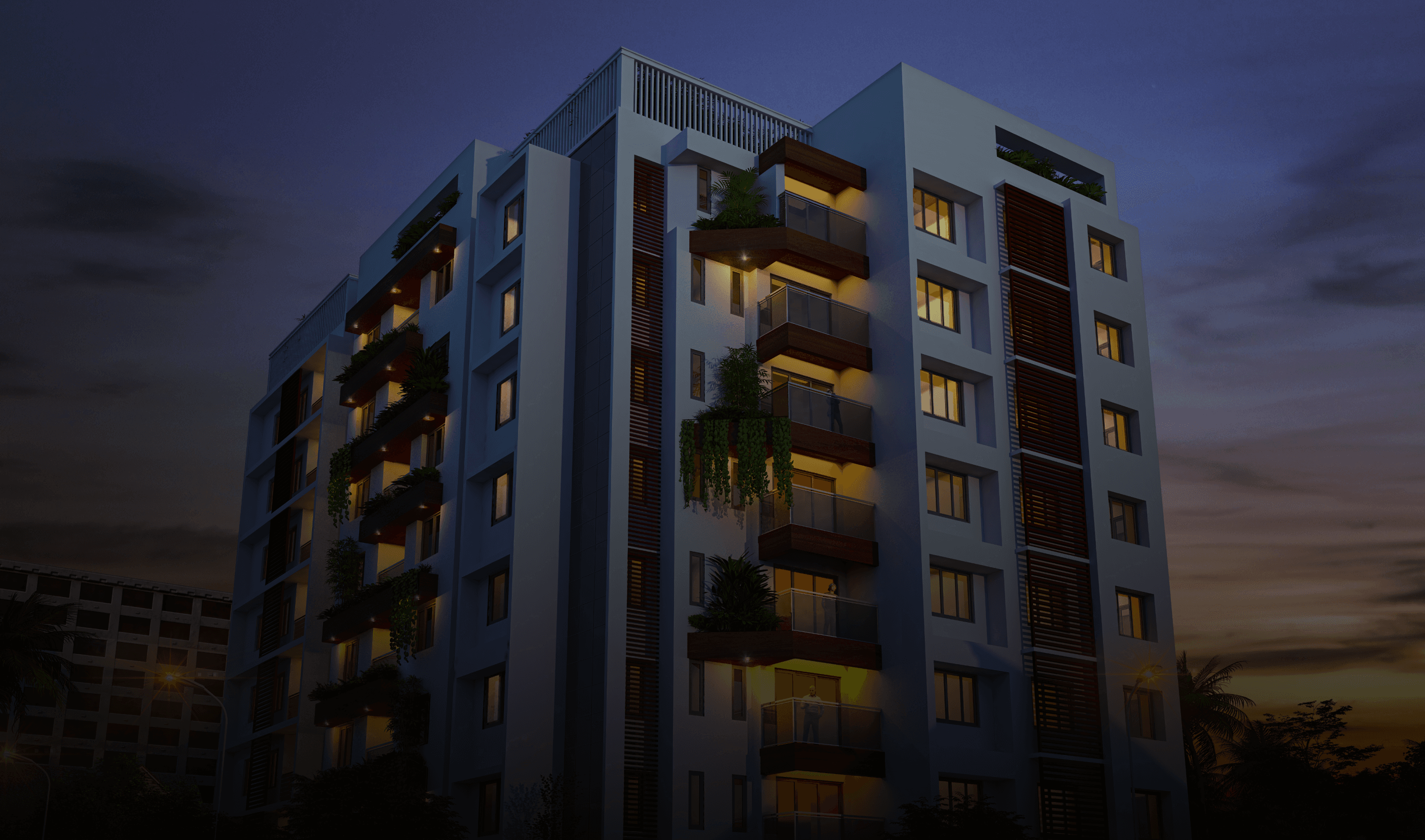 Hands holding holographic city buildings