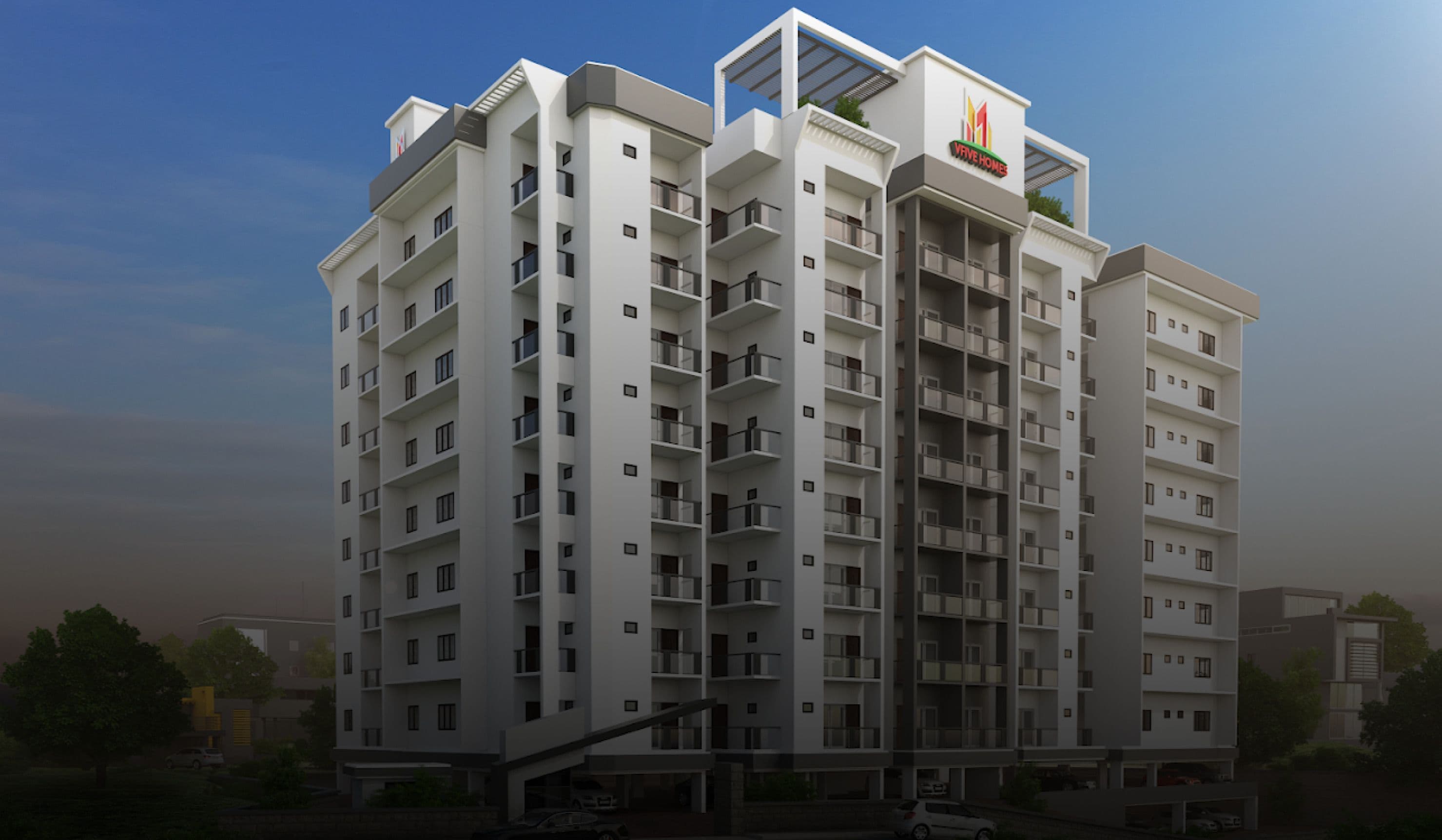 Hands holding holographic city buildings